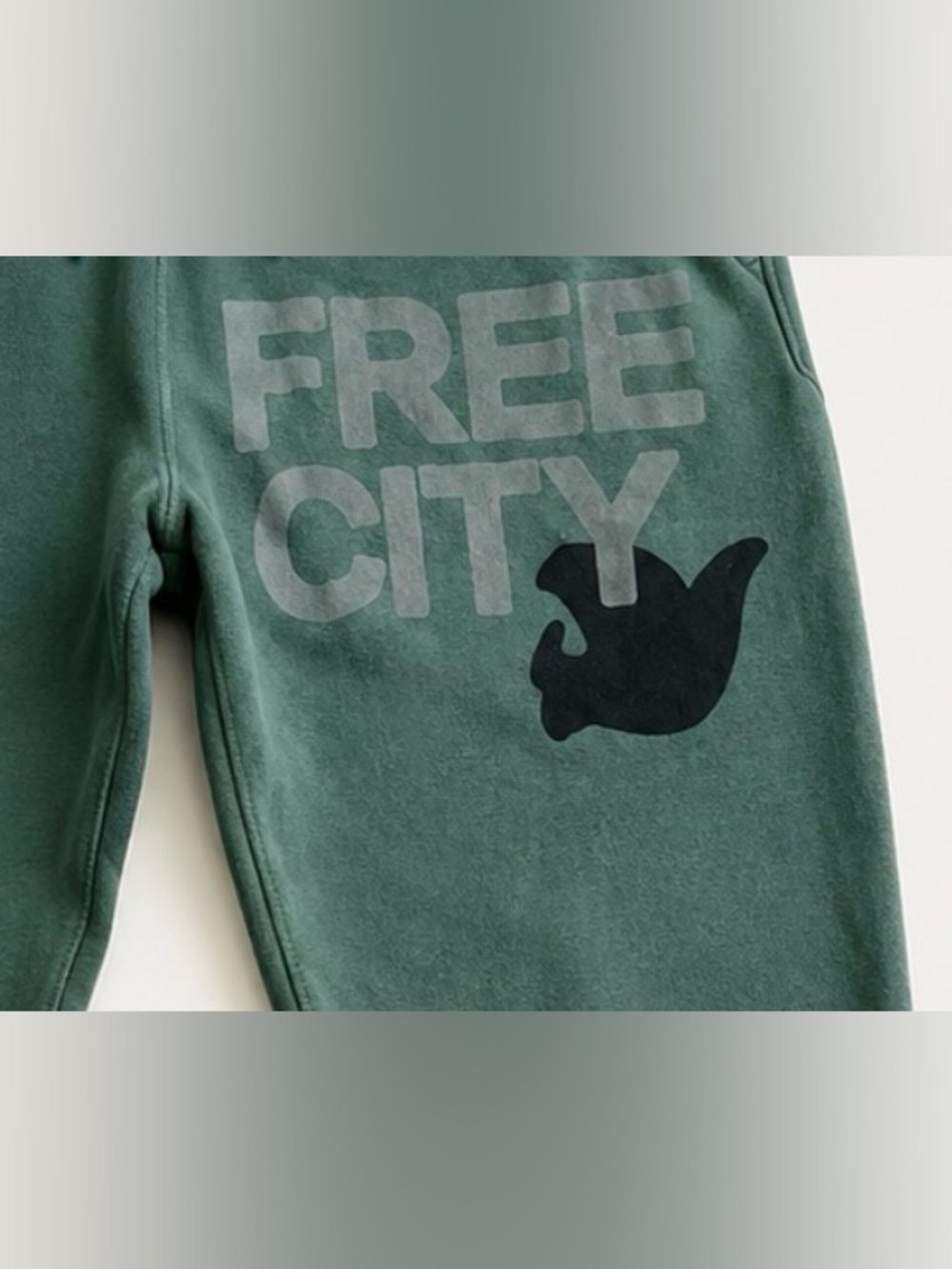 FREECITY Green Logo Sweatpants Joggers Drawstring